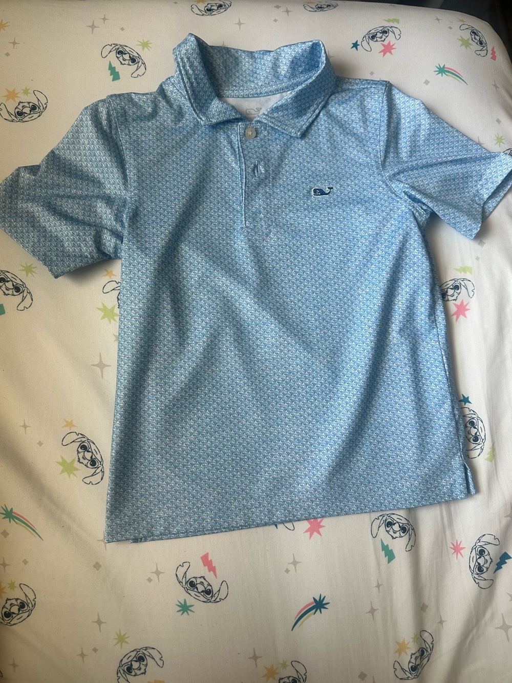 Vineyard Vines Boys Light Blue Microprint Polo